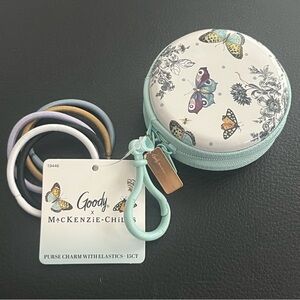 NWT Mackenzie Childs x Goody Butterfly Toile Zippered Travel Case with Bag Clip